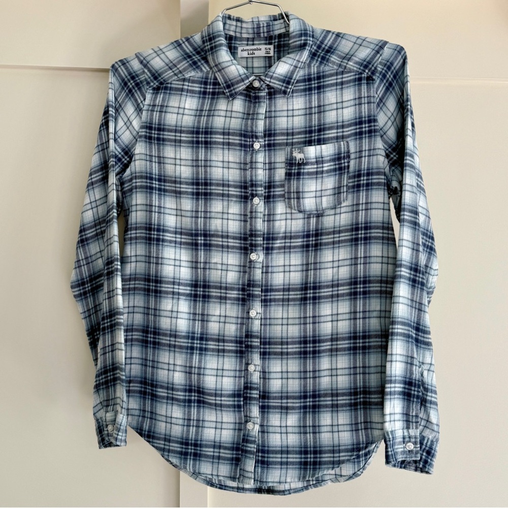 Abercrombie Kids Navy and White Plaid Shirt